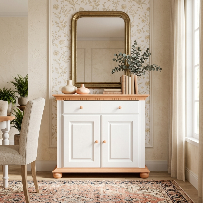 Comodă Bucov din lemn masiv – 2 uși și 1 sertar