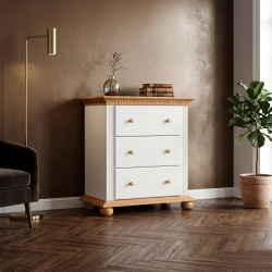 Comodă Bucov din lemn masiv cu 3 sertare