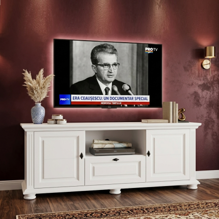 Comodă TV Mara din lemn masiv – 160 cm, 2 uși și 1 sertar