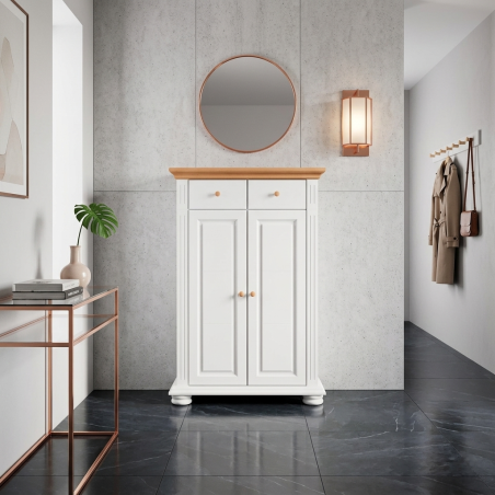 Comodă pantofi MARA , lemn masiv, finisaj alb