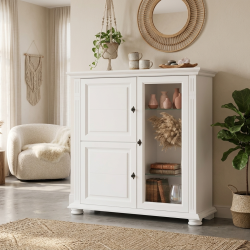 Comodă Mara din lemn masiv cu vitrină