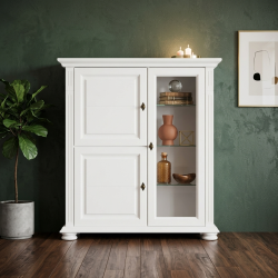 Comodă Mara din lemn masiv cu vitrină