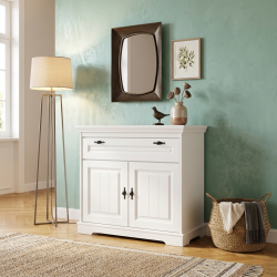 Comodă Cleo din lemn masiv alb