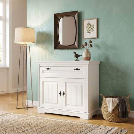 Comodă Cleo din lemn masiv alb