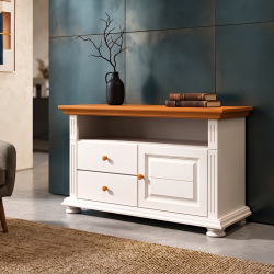 Comodă TV Mara din lemn masiv cu 1 ușă și 2 sertare