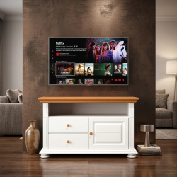 Comodă TV Mara din lemn masiv cu 1 ușă și 2 sertare