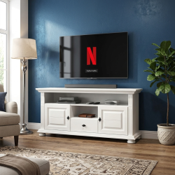 Comodă MARA lemn masiv – 2 usi, 1 sertar, stil clasic pentru living