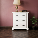Comodă albă lemn masiv Seva 3 sertare – design elegant