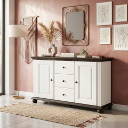 Comodă Bucov din lemn masiv cu 3 sertare și 2 uși