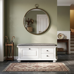 Bancuta Pantofi Vero alba, din Lemn Masiv