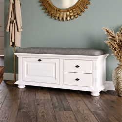 Bancuta Pantofi Vero alba, din Lemn Masiv