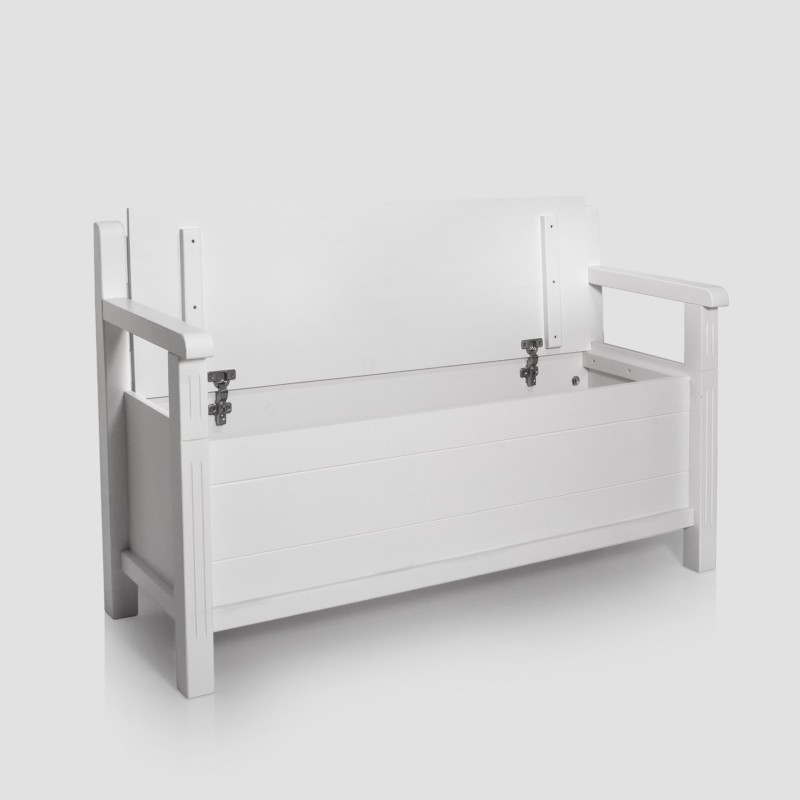 Banca Mara lemn masiv cu spatar, alba