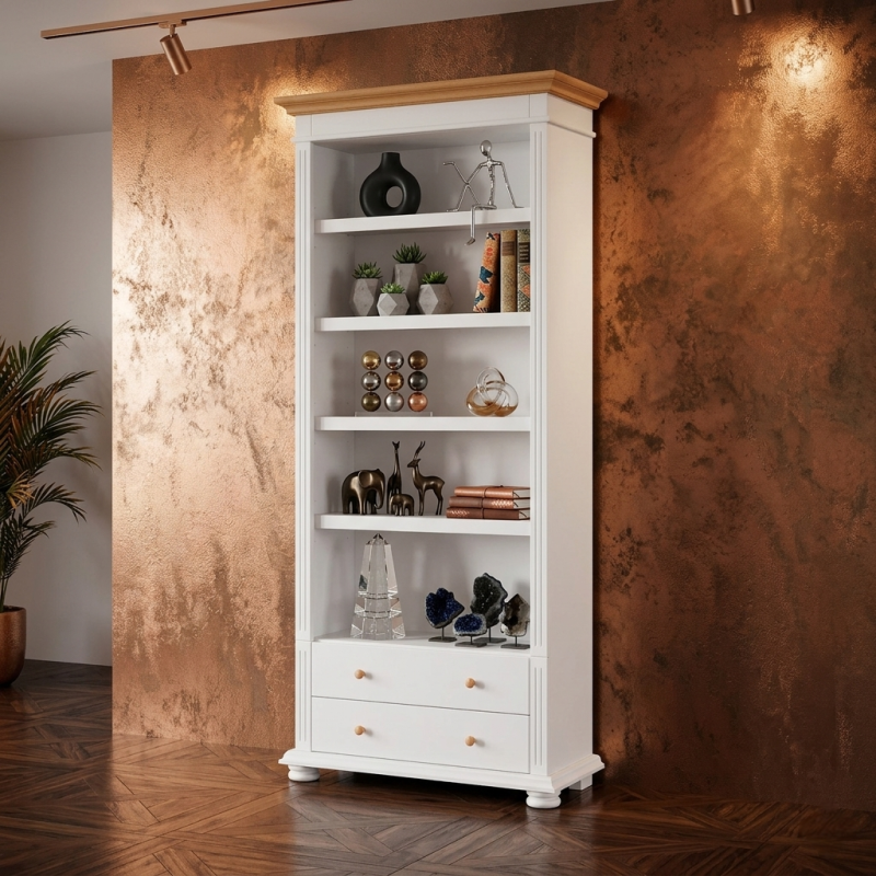 Bibliotecă Deschisă din Lemn Masiv – Etajeră Mara