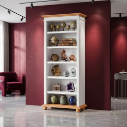 Bibliotecă Îngustă din Lemn Masiv – Model Seva