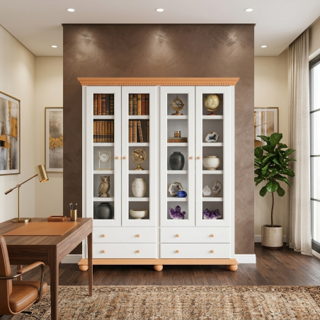 Etajeră din Lemn Masiv cu Uși și Sertare – Model Bucov Dublă