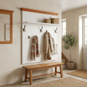 Cuier Hol din Lemn Masiv – Alb, Alb cu Natur, Alb cu Nuc | Sofastil