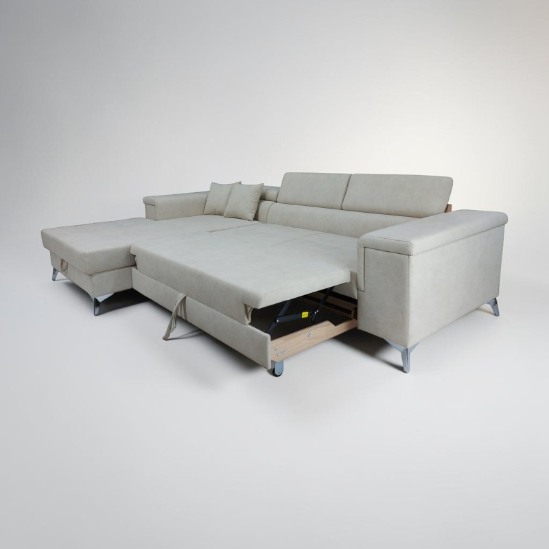 Colțar extensibil Remo compact – modern, cu ladă și tetiere reglabile