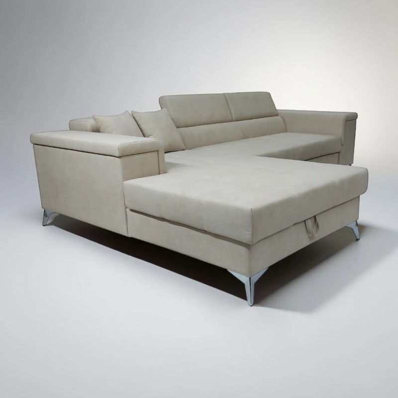 Colțar extensibil Remo compact – modern, cu ladă și tetiere reglabile