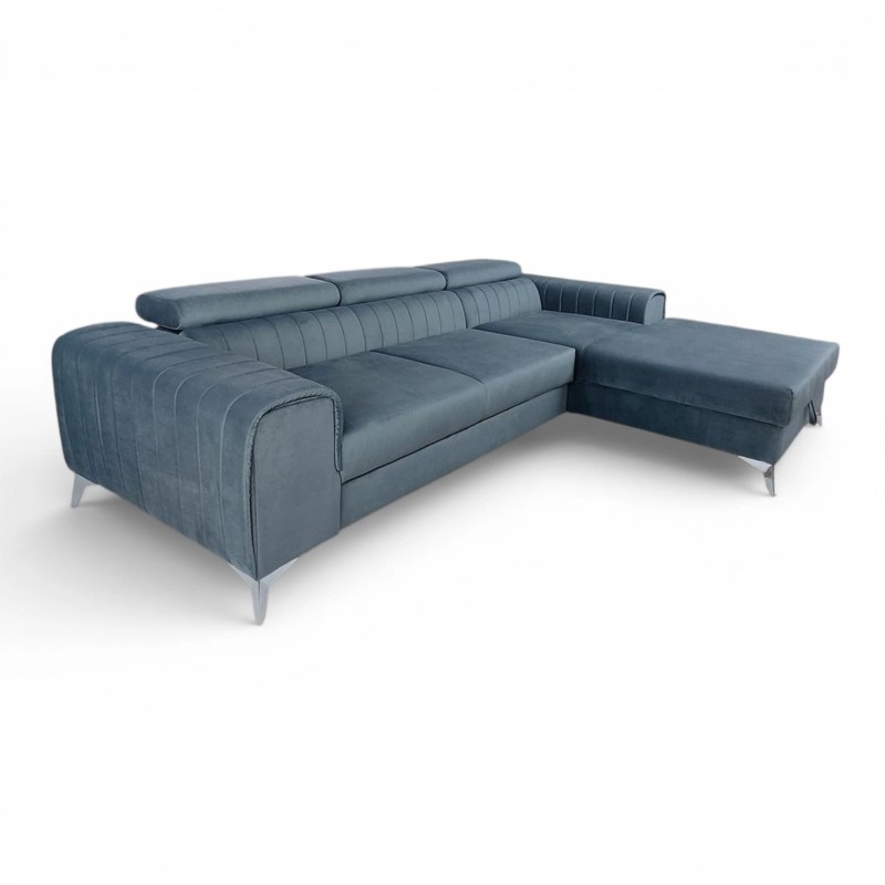 Colțar extensibil Caro cu design modern aerisit și tetiere reglabile