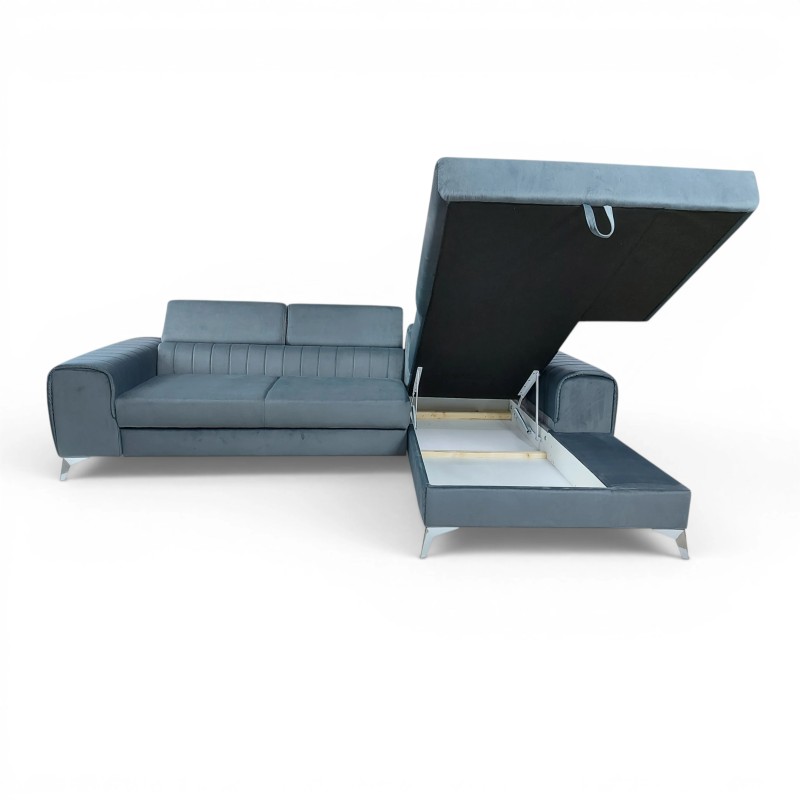 Colțar extensibil Caro cu design modern aerisit și tetiere reglabile