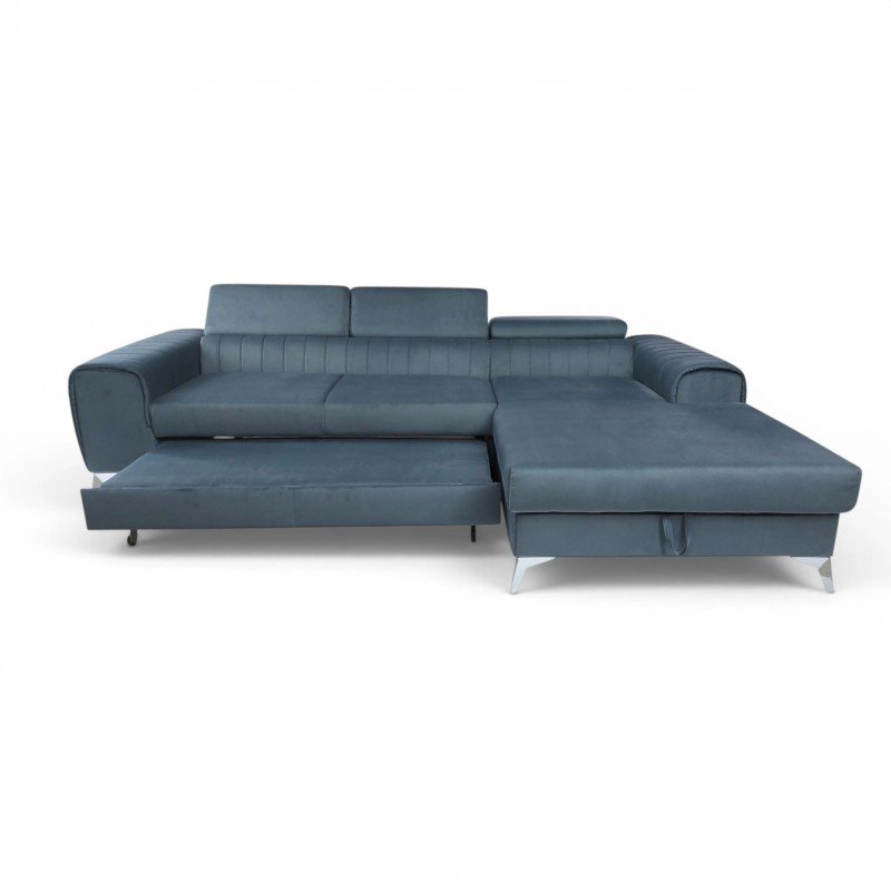 Colțar extensibil Caro cu design modern aerisit și tetiere reglabile