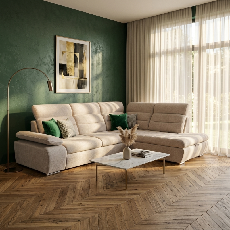 Colțar living modern Venus cu design elegant și detalii premium