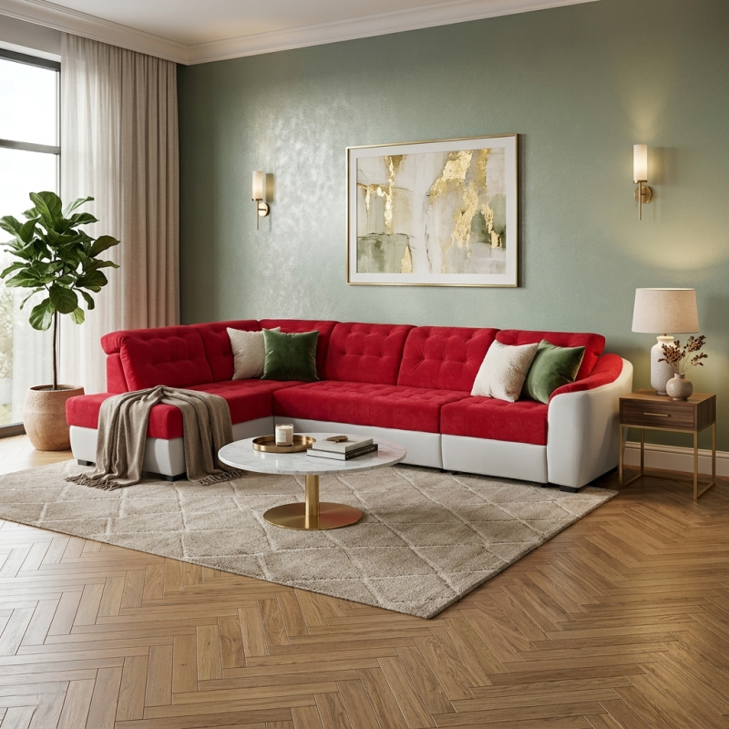 Colțar în L Antonio extensibil și personalizabil pentru living modern