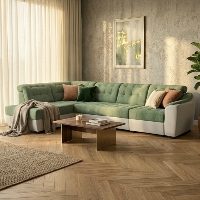 Colțar în L Antonio extensibil și personalizabil pentru living modern
