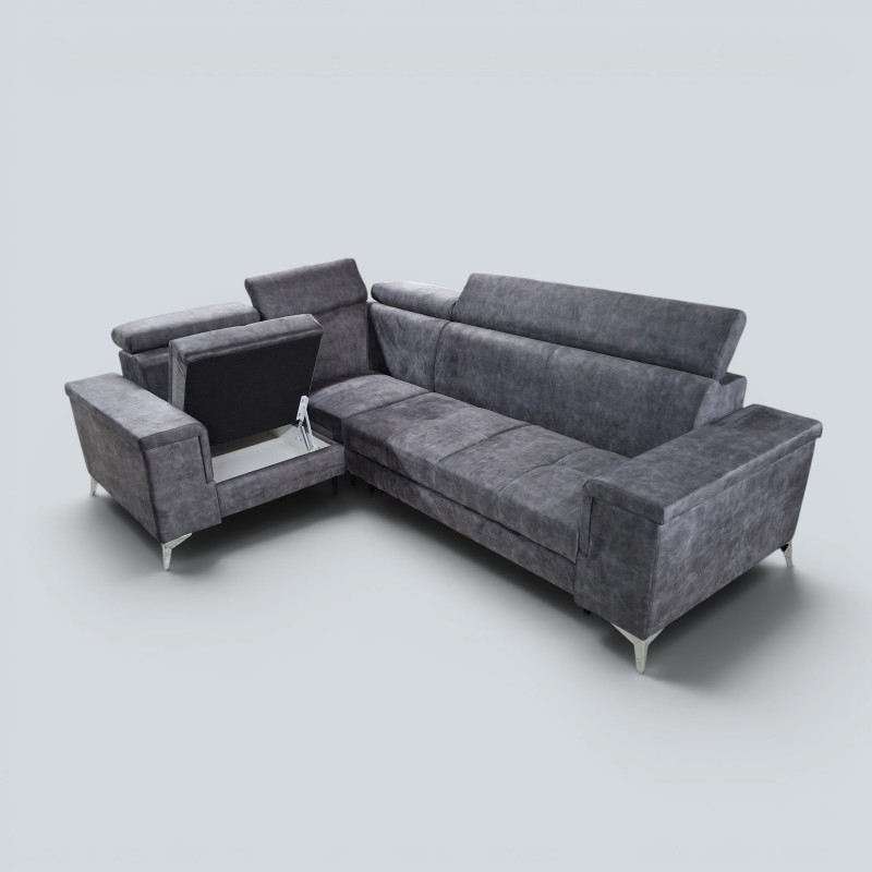 Colțar Extensibil Oliver cu Ladă și Tetiere Reglabile  Sofastil