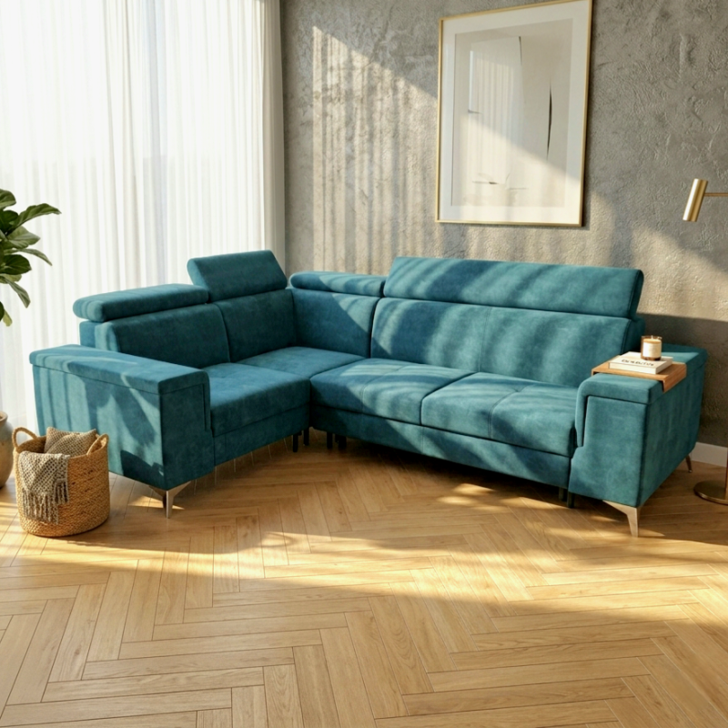 Colțar Extensibil Oliver cu Ladă și Tetiere Reglabile  Sofastil