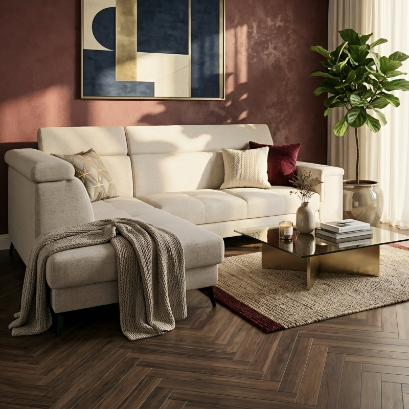 Colțar Extensibil Hermes cu Ladă și Tetiere Reglabile | Sofastil