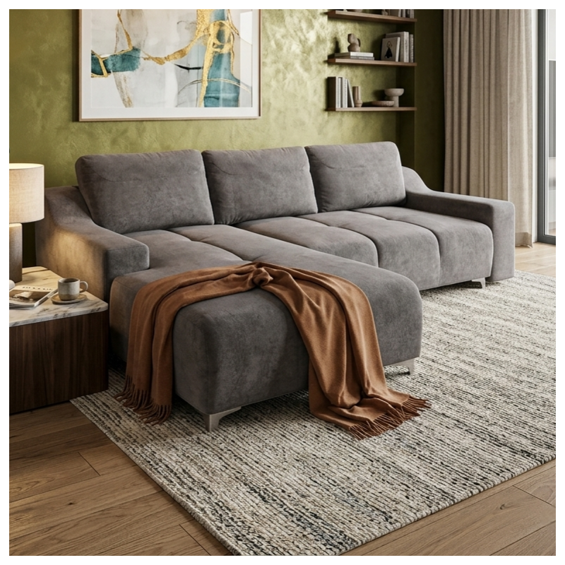 Colțar Extensibil Luna cu Ladă și Extensie Lift  Sofastil