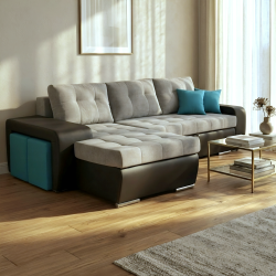 Colțar Mara cu 2 Tabureți Ascunși și Extensie Lift | Sofastil