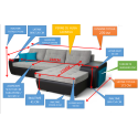 Colțar Mara cu 2 Tabureți Ascunși și Extensie Lift | Sofastil