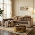 Coltar Extensibil Antonio 1 cu Tetiere Reglabile și Ladă Depozitare - 257x165 cm, La Comandă
