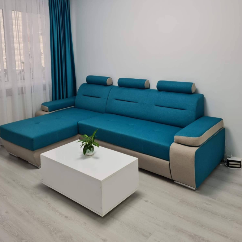 Colțar extensibil Melisa confort relax cu brațe reglabile și ladă depozitare