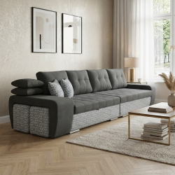 Canapea 4 Locuri Mara Extensibilă Modulară cu 2 Tabureți și Ladă - La Comandă