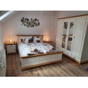 set mobilier dormitor, lemn masiv, alb cu natur