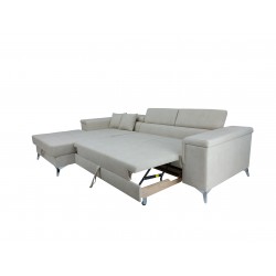 coltar modern, extensibil cu lada, cu tetiere reglabile si picioare metalice, coltar living Raul, la comanda