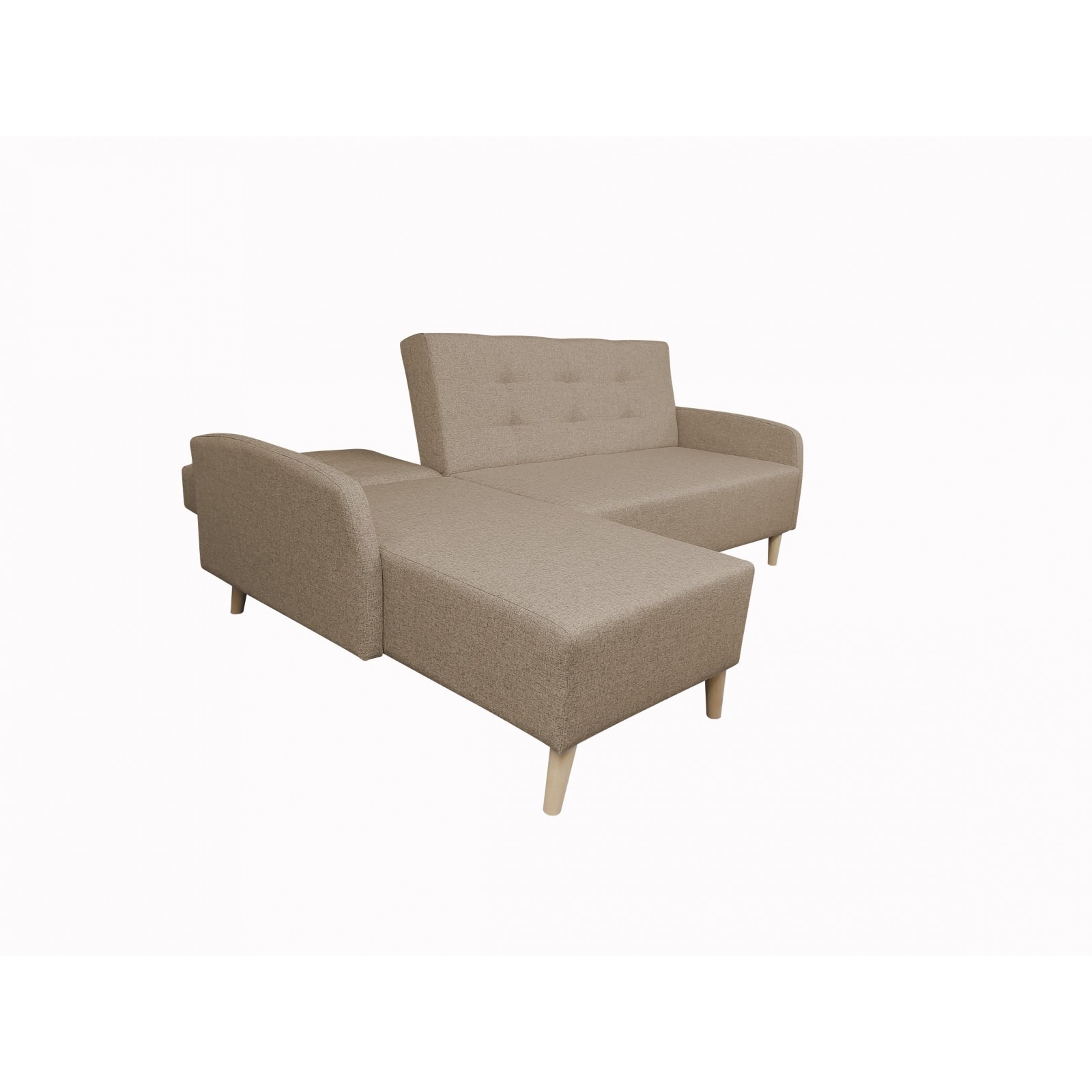Coltar ergonomic de dimensiuni mici, extensibil,cu spatar reglabil,pe picioare lemn, Alesia, coltar maro
