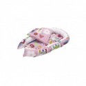 Set Baby Nest Somnart: Cosulet bebelusi + Salteluta 42x84x2cm + Paturica 70x70cm, model Pisicute