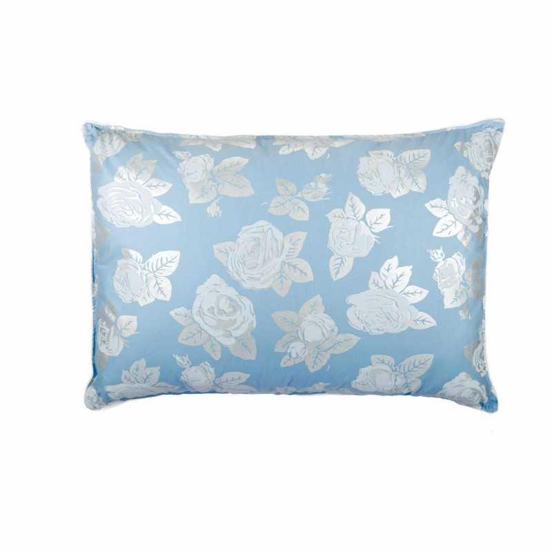 Perna SOMNART, 40x40 cm, umplutura pene 90%, puf 10%, bumbac 100%, model floral bleu