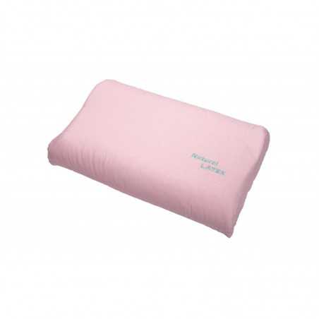 Perna ergonomica Somnart LATEXCEL, 64x40x15 cm, latex natural, husa bumbac 100%, roz