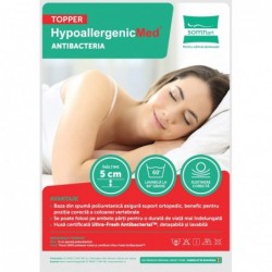 Topper HypoallergenicMed Antibacteria, 90x200x5, husa detasabila, lavabila si  certificata Ultra-Fresh Antibacterial™