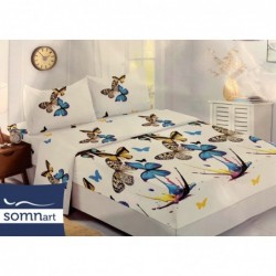 Husa de pat Finet + 2 fete de perna, pentru saltea de 140x200 cm, alb cu fluturi 🦋