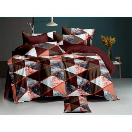 Lenjerie de pat pentru 2 persoane Coral Ultrasleep SomnART, microfibra, 4 piese, imprimeu orange design