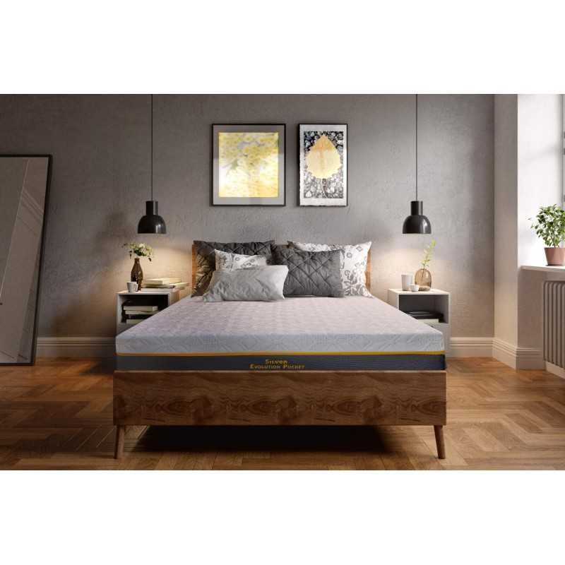 Saltea cu memorie și arcuri individuale Somnexpert Silver Evolution Pocket Spring 140x190, înălțime 24 cm, husă detașabilă, ferm