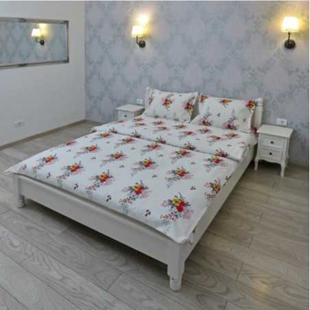 Lenjerie pentru 2 persoane Somnart Ultrasleep, bumbac 100%, model flori