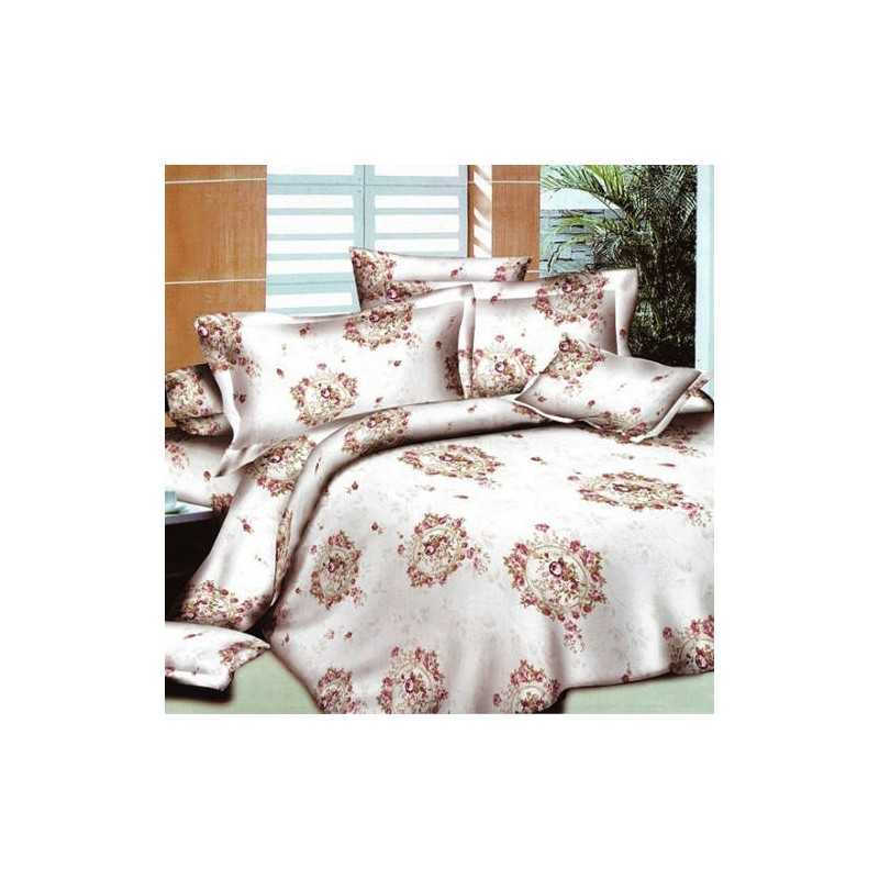 Pachet 1 Lenjerie 4 piese Bumbac Finet model floral unt + 1 pilota 200x220 + 2 perne 50x70