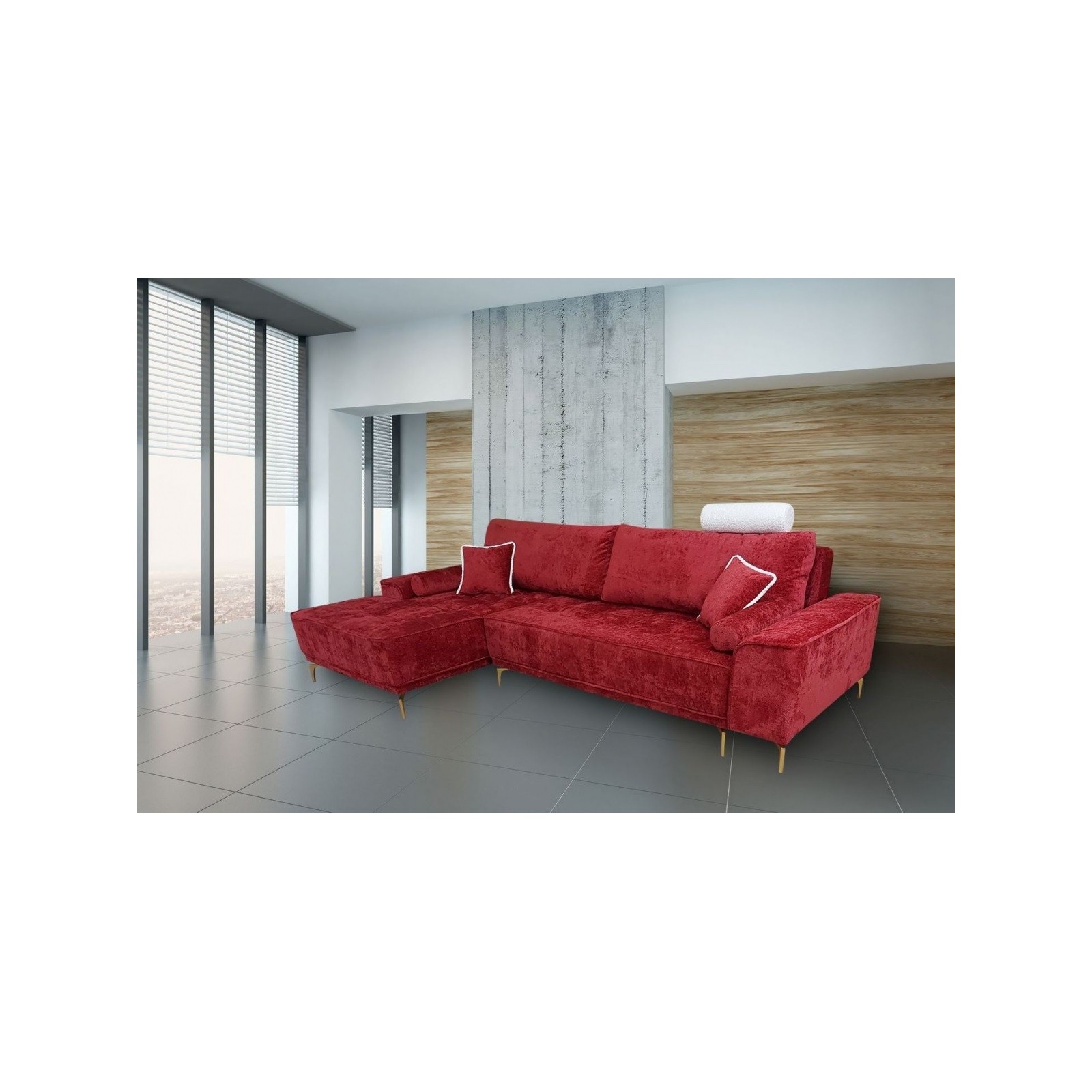 coltar modern, extensibil cu lada, Baron, rosu, dimensiuni si culori la comanda,canapea coltar sufragerie